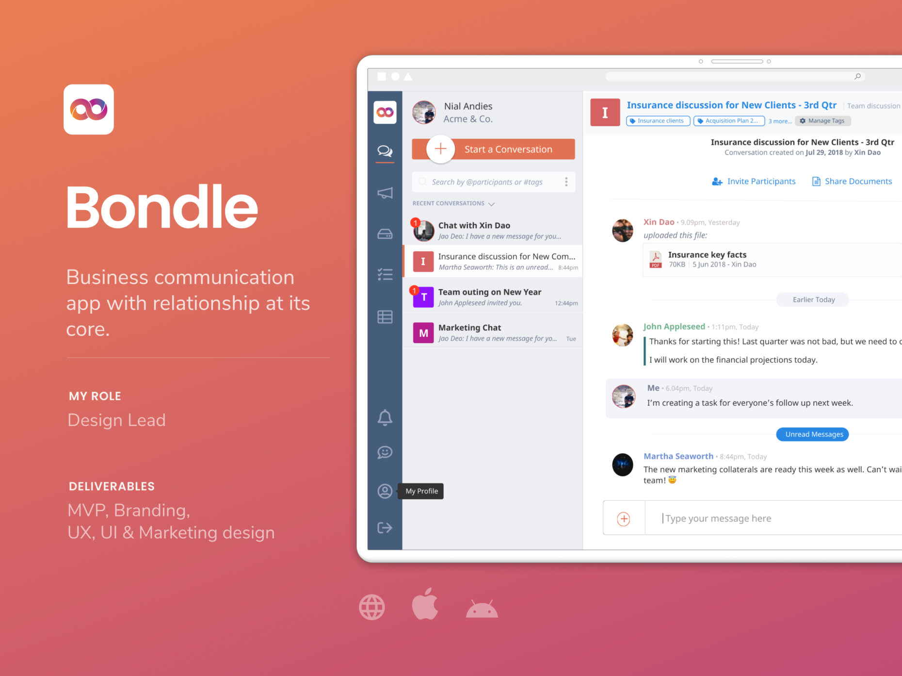 Bondle – Designing a business communication app for SMEs that fosters trust and lasting relationships